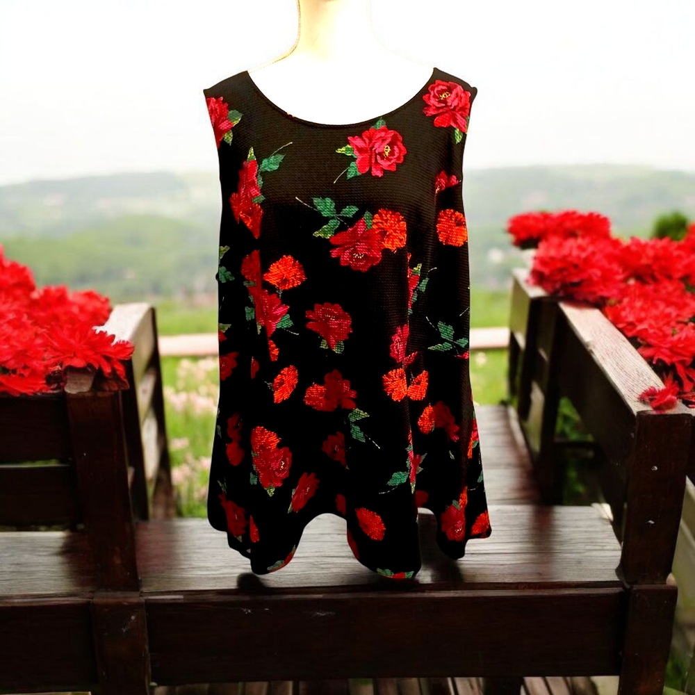 Floral Black Sleeveless Top